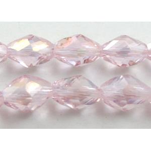 Chinese Crystal Beads, Twist, faceted, pink AB color, 6x8mm, 50pcs per st