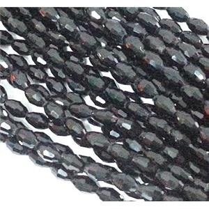 Chinese Crystal Glass Beads, faceted barrel, black, 4x6mm, 72pcs per st