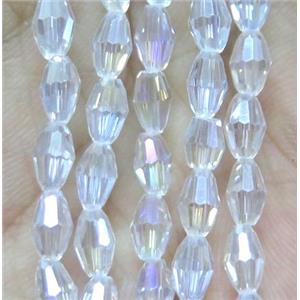 Chinese Crystal Glass Beads, faceted barrel, clear AB-color, 4x6mm, 72pcs per st