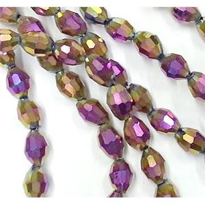Chinese Crystal Glass Beads, faceted barrel, colorful, 6x8mm, 72pcs per st
