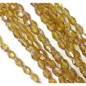 Chinese Crystal Glass Beads, faceted barrel, coffee, 6x8mm, 72pcs per st
