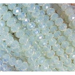 glass crystal bead, faceted wheel, opal, approx 8mm dia, 68pcs per st