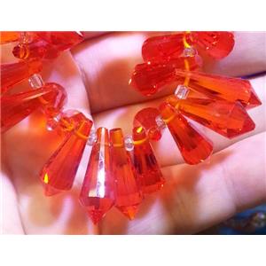 Chinese crystal glass bead, faceted teardrop, approx 8x20mm, 100pcs per st