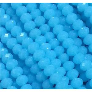 glass crystal bead, faceted wheel, sky-blue, approx 3x4mm, 135pcs per st