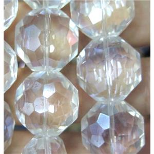 Chinese crystal glass bead, faceted flat round, approx 18mm dia, 18pcs per st