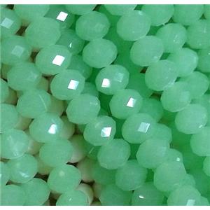 glass crystal bead, faceted wheel, apple green, approx 6mm dia, 90pcs per st