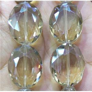 Chinese crystal glass bead, faceted oval, approx 16x20mm, 18pcs per st