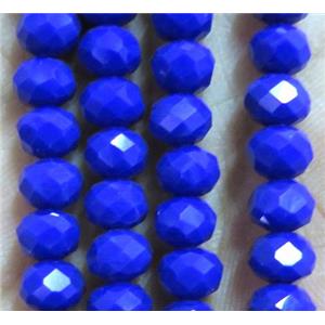 glass crystal bead, faceted wheel, blue, approx 8mm dia, 68pcs per st