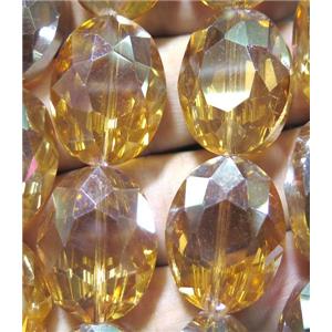 Chinese crystal glass bead, faceted oval, approx 16x20mm, 18pcs per st