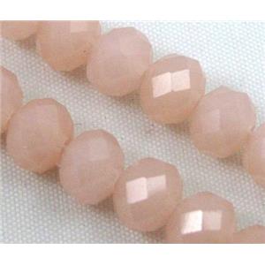 glass crystal bead, faceted wheel, pink jade, approx 6mm dia, 90pcs per st