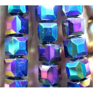 chinese crystal glass bead, faceted cube, approx 10x10mm, 40pcs per st