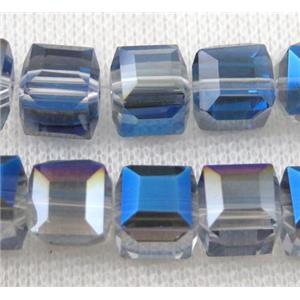 chinese crystal glass bead, faceted cube, approx 10x10mm, 40pcs per st