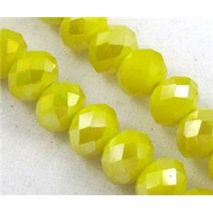 glass crystal bead, faceted wheel, lemon AB, approx 10mm, 72pcs per st