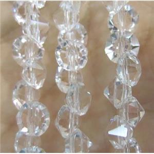 clear chinese crystal glass beads, diamondoid, approx 6mm dia, 100pcs per st