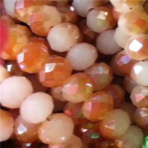 glass crystal bead, faceted wheel, half plated AB color, approx 8mm, 72pcs per st