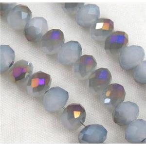 glass crystal bead, faceted wheel, half plated AB color, approx 6mm, 100pcs per st