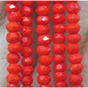 red Chinese Crystal Glass Beads, faceted rondelle, approx 2mm, 200pcs per st