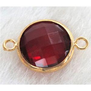 red Chinese crystal glass connector Button, approx 16mm dia