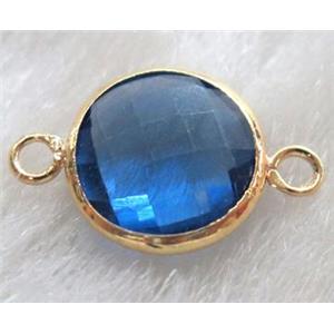 blue Chinese crystal glass connector Button, approx 14mm dia