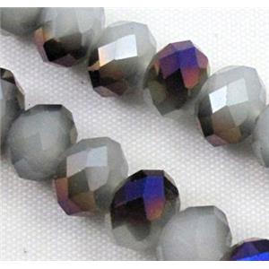 glass crystal bead, faceted wheel, half plated AB color, approx 4mm, 150pcs per st