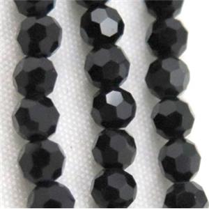 Chinese crystal bead, faceted round, black, approx 4mm dia, 100pcs per st