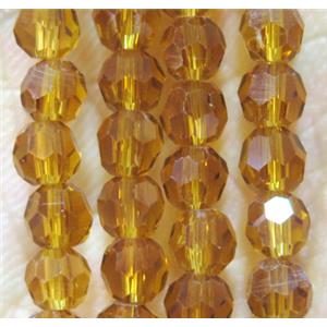 golden chinese crystal bead, faceted round, approx 4mm dia, 100pcs per st