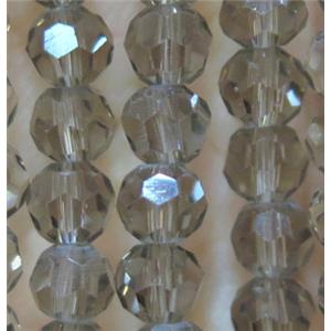 smoky Chinese Crystal Beads, faceted round, approx 4mm dia, 100pcs per st