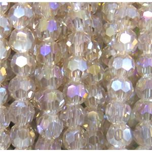chinese crystal beads, faceted round, silver champagne, approx 4mm dia, 100pcs per st