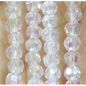Clear Chinese Crystal Beads, AB color, faceted round, approx 4mm dia, 100pcs per st