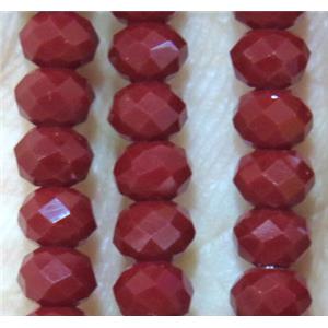 darker red Chinese crystal bead, faceted rondelle, approx 6x8mm, 72 pcs per st