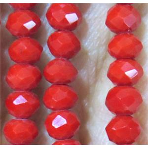 bright red Chinese Crystal Beads, faceted rondelle, approx 3x4mm, 150 pcs per st