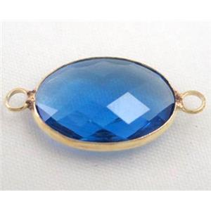 chinese crystal glass connector, faceted oval, approx 15x22mm