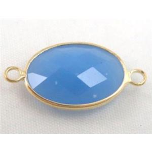 chinese crystal glass connector, faceted oval, approx 15x22mm