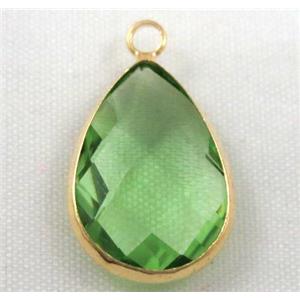 Chinese crystal glass pendant, faceted teardrop, approx 18x25mm