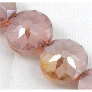 cut glass crystal bead, sun flower, pink, 14mm dia