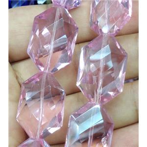Chinese crystal bead, faceted, pink, approx 18x25mm, 15pcs per st