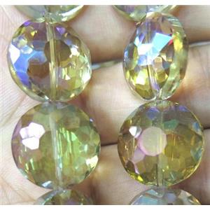 Chinese crystal bead, faceted flat round, approx 18mm dia, 18pcs per st