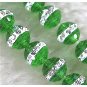 Chinese crystal bead with rhinestone, faceted round, approx 6mm dia, 67pcs per st