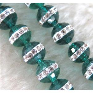 Chinese crystal bead with rhinestone, faceted round, approx 10mm dia, 40pcs per st