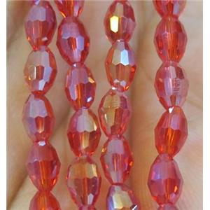 Chinese Crystal Beads, faceted oval, approx 4x6mm, 72pcs per st