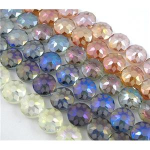 cut glass crystal bead, mixed color, 18mm dia