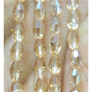 Chinese Crystal Beads, faceted oval, approx 3x5mm, 100pcs per st