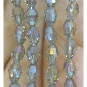 Chinese Crystal Beads, faceted oval, approx 4x6mm, 72pcs per st