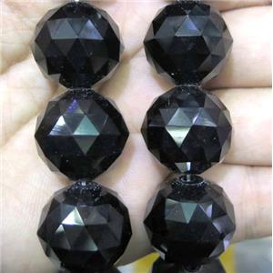 Chinese crystal bead, faceted round, black, approx 20mm dia, 12pcs per st