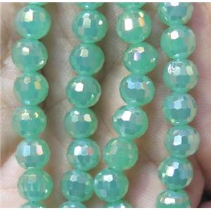 chinese crystal bead, faceted round, green AB-color, approx 6mm dia, 98pcs per st