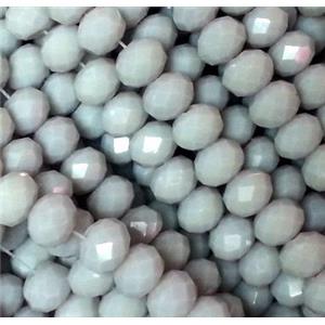 Chinese crystal glass bead, Faceted rondelle, gray, 4mm dia, 135pcs per st