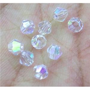 chinese crystal bead, bicone, AB color, approx 4mm dia