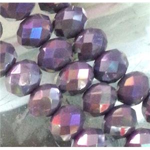 Chinese crystal glass bead, Faceted rondelle, purple AB color, 10mm dia, 72pcs per st
