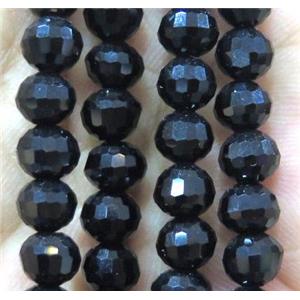 black Chinese crystal glass bead, faceted round, approx 6mm dia, 72pcs per st