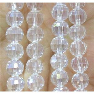 clear Chinese crystal glass bead, faceted round, approx 6mm dia, 72pcs per st